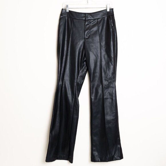 Anthropologie Avec Les Filles Faux Ever Leather Pants Flared Leg Trousers Black - Picture 5 of 13
